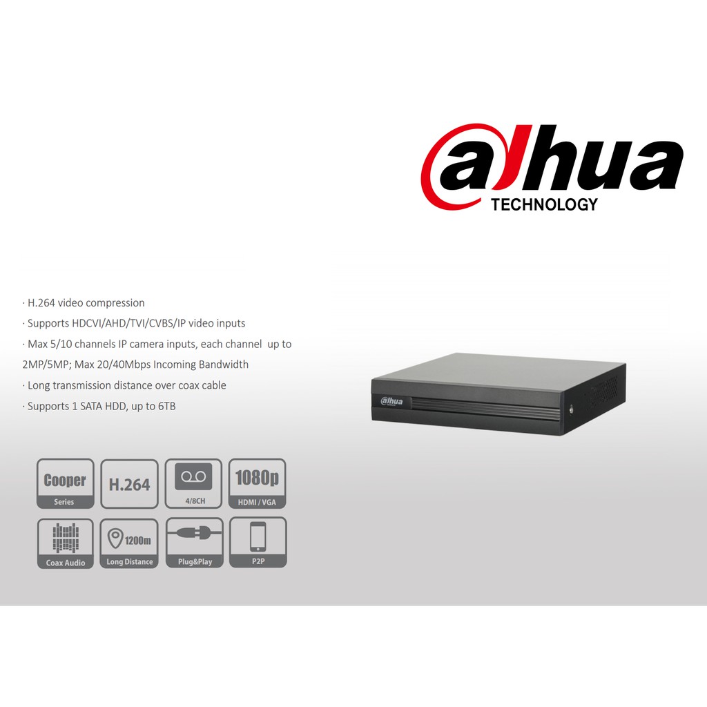 Đầu ghi Dahua DH-XVR1A04 - 4 Kênh 4 in1(HDCVI/IP/AHD/Analog)