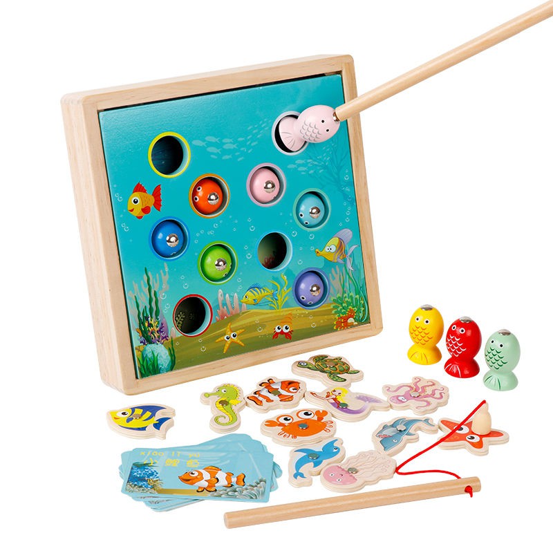 Câu đố giáo dục sớm Montessori 1-2-3 cho trẻ một tuổi -bộ đồ chơi cá bé gái vàng Bộ từ tính