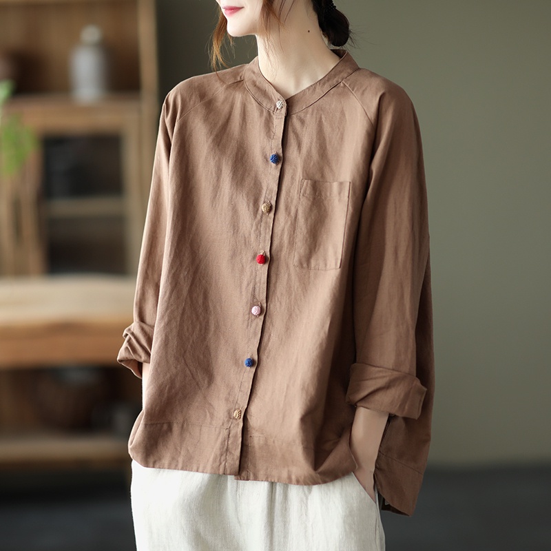 Áo sơ mi cotton lanh size lớn thời trang nữ