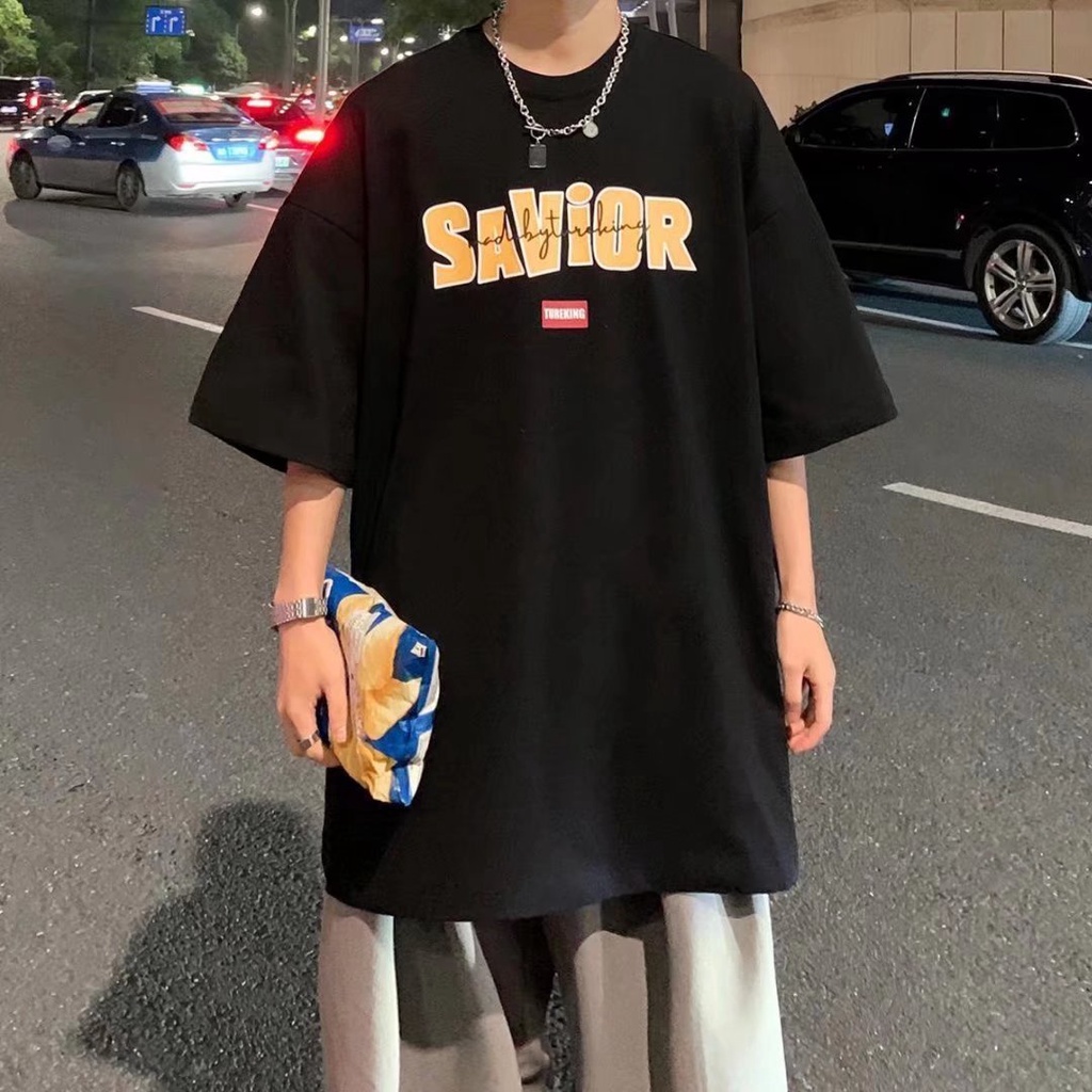 Áo Thun Tay Ngắn Dáng Rộng In Chữ Thời Trang Mùa Hè Phong Cách Hàn Quốc Cho Nam Size M-8XL