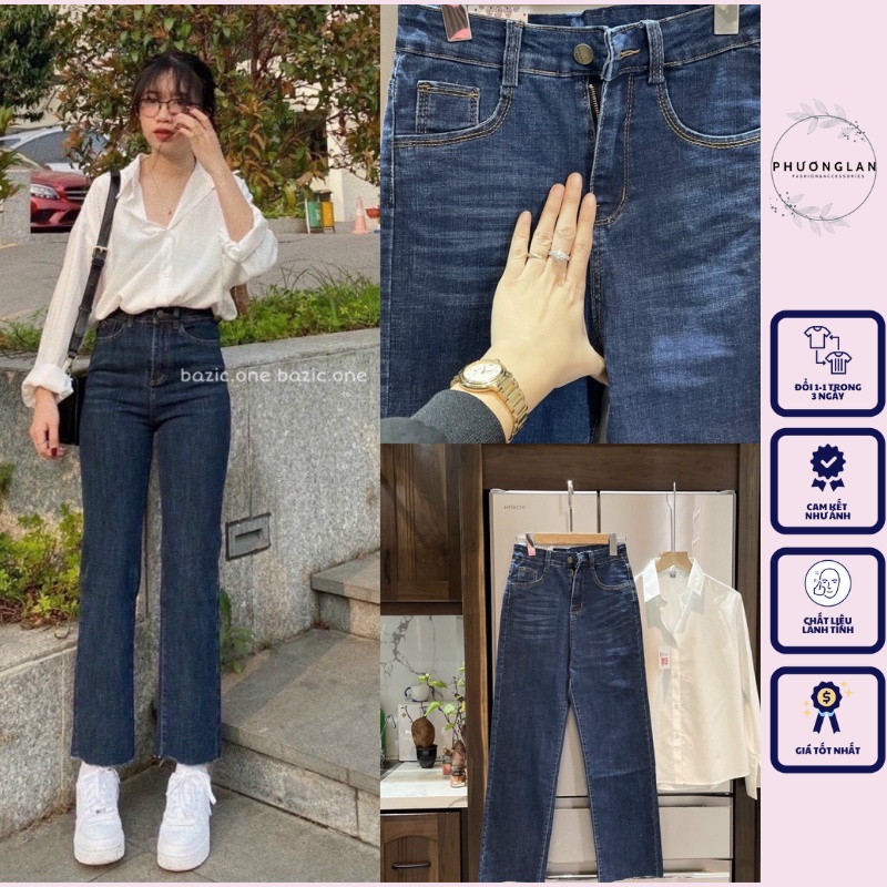 Quần bò nữ  Quần jean ống đứng suông nữ trendy kéo dài chân style Hàn Quốc Ulzzang B8