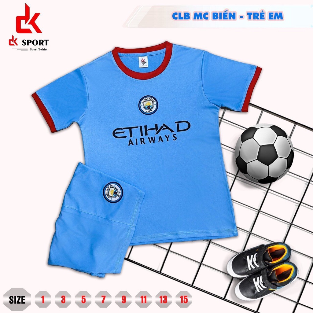 Bộ quần áo đá bóng trẻ em CLB Manchester City mẫu mới nhất