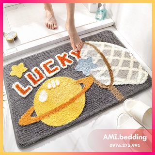 Thảm lau chân 3D hình thú, Thảm chùi chân lông cừu siêu xinh thấm hút nước tốt,mặt sau chống trơn trượt 40x60cm