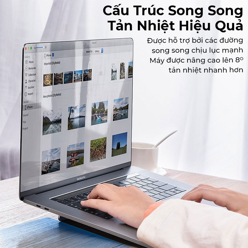 Đế Nâng Tản Nhiệt Cho Macbook, Laptop Baseus Papery Notebook Holder Siêu Mòng, Nhẹ, Dễ Xếp Gọn Bằng Hợp Kim Aluminum