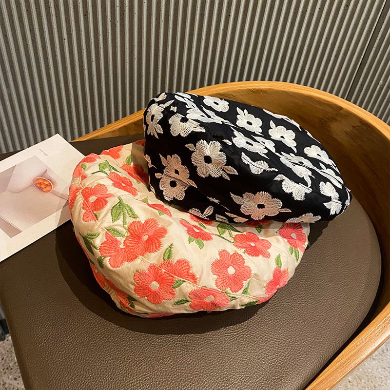 Mũ beret đính hoa phong cách Retro Anh quốc Hoa beret