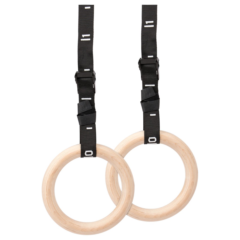 VÒNG TREO XÀ RINGS GỖ GYMNASTIC CÓ VẠCH CHỈNH 32mm kèm dây bản 38mm