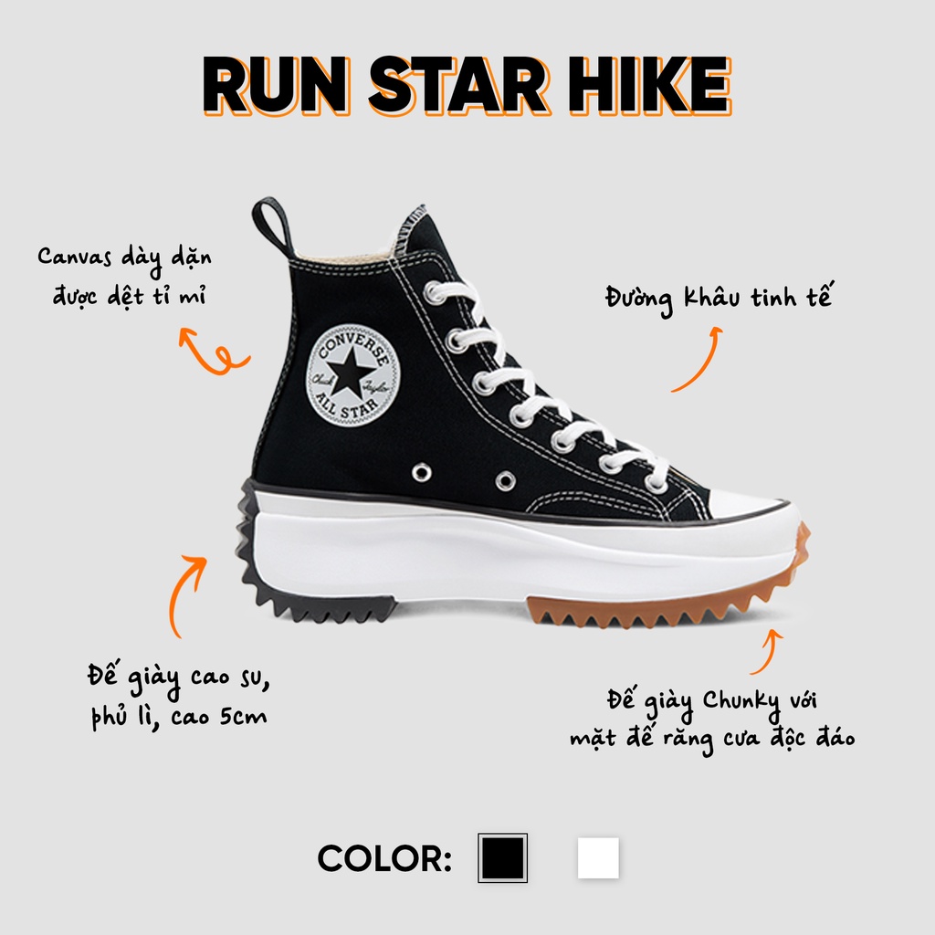 [ 𝐂𝐇𝐈́𝐍𝐇 𝐇𝐀̃𝐍𝐆 ] giày CONVERSEE Run Star Hike Twisted Classic Foundational Canvas HIGH (HK_DC)