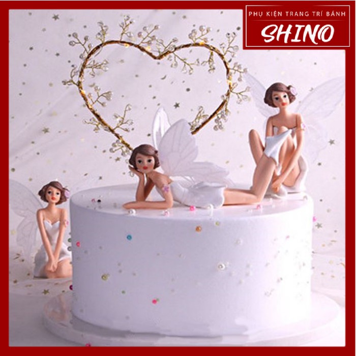 Đồ chơi 3 nàng tiên cánh trắng trang trí bánh (Set)