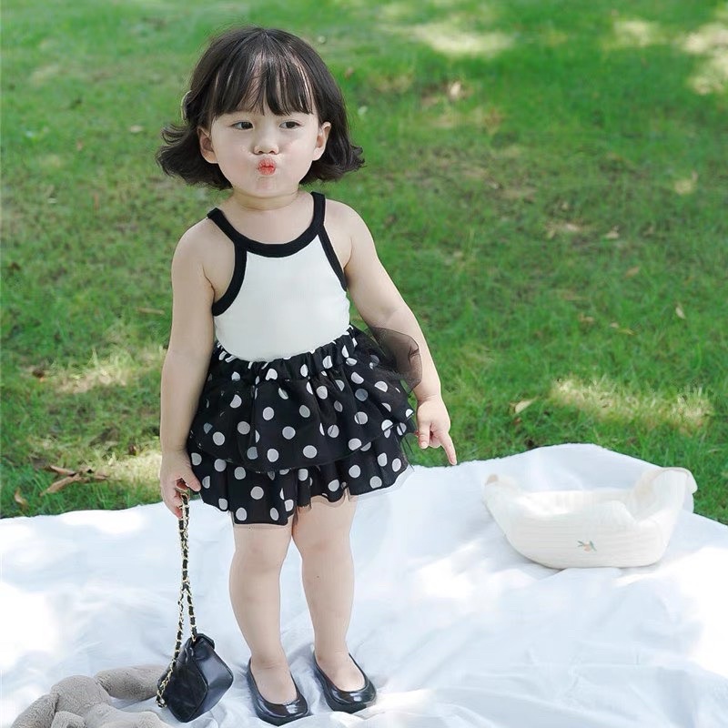 Set áo 2s cv chấm bi bé gái