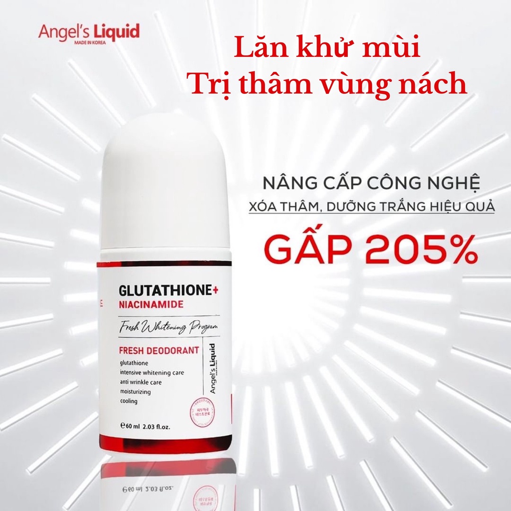 Lăn Khử Mùi Dưỡng Trắng Giảm Thâm Angel's Liquid Glutathione Niacinamide Whitening 60ml ( Nhập Khẩu )