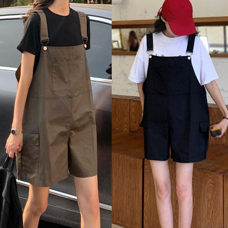 [Baywellfashion]Quần Yếm Ngắn Dáng Rộng Màu Trơn Thời Trang Mùa Hè Cho Giới Trẻ | BigBuy360 - bigbuy360.vn