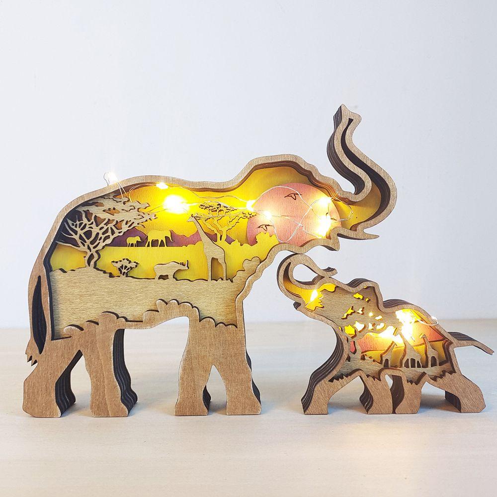 Đèn LED Hình Động Vật Bằng Gỗ Dùng Trang Trí