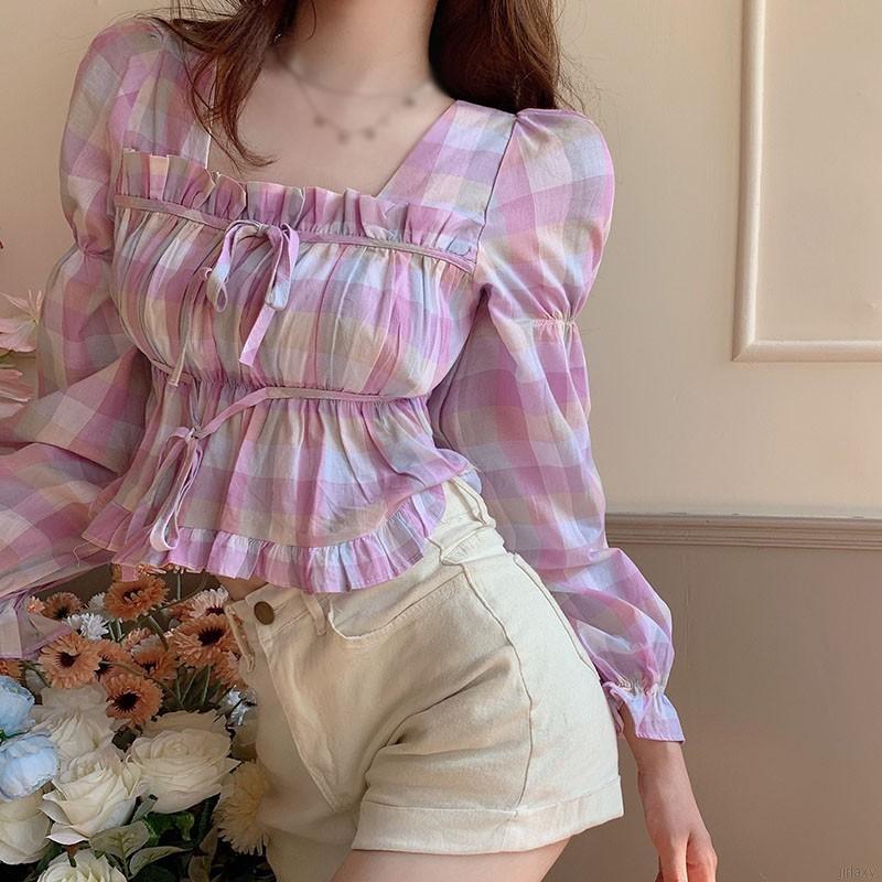 Áo Sơ Mi Caro Tay Dài Cổ Thắt Nơ Thời Trang Cho Nữ | BigBuy360 - bigbuy360.vn