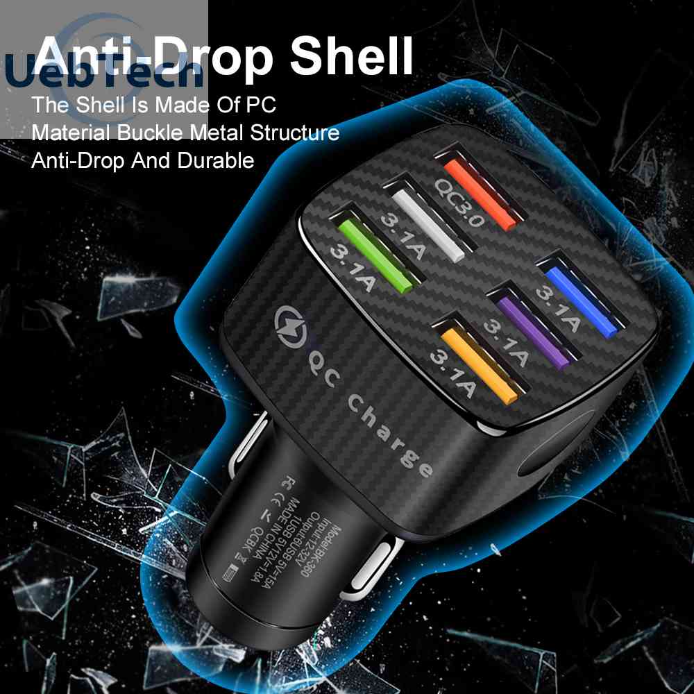 Tẩu Sạc Điện Thoại Nhanh QC3.0 6 Cổng USB 15A Cho Xe Hơi