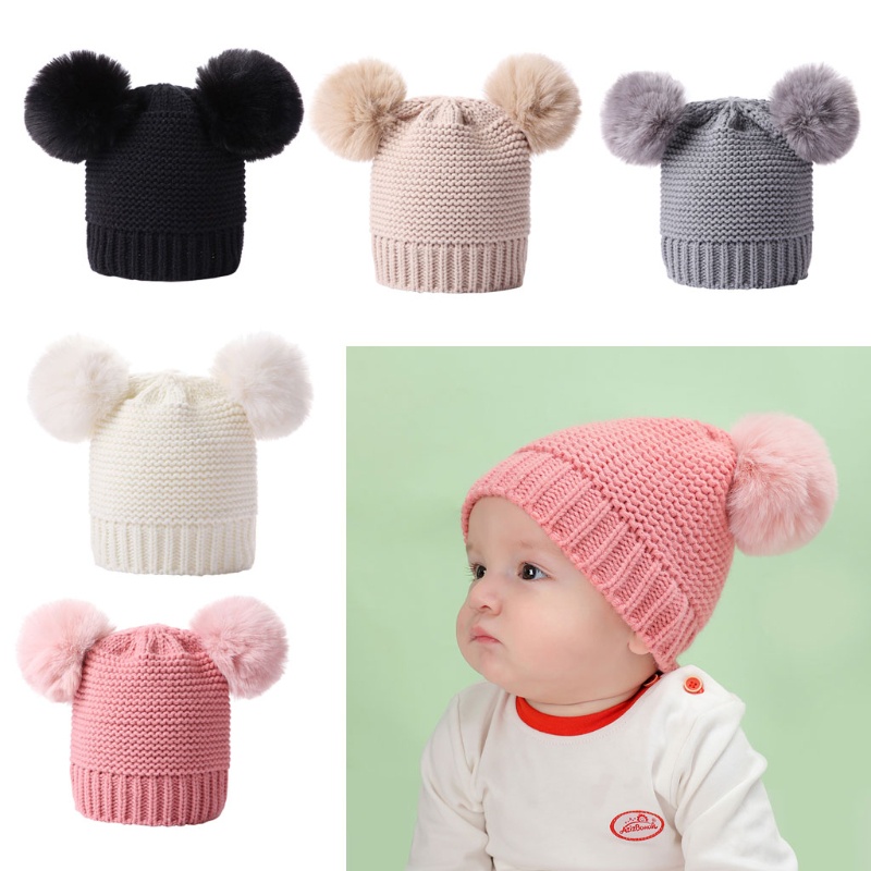 Mũ beanie dệt kim giữ ấm thời trang thu đông cho bé