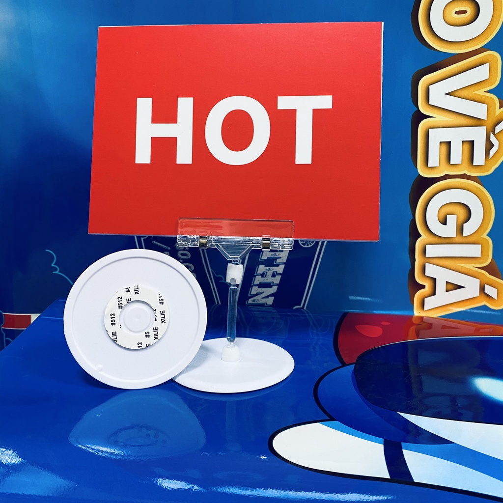 Kẹp để bàn 4014, 4015, chân kẹp nhựa để bàn, chân wobbler để bàn, kẹp quảng cáo để bàn đế có băng dính 2 mặt