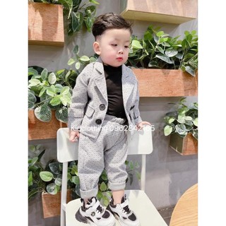 Set vest 3ct chấm xám cho bé trai