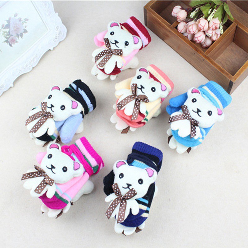 Găng tay len giữ ấm co giãn cho bé trai/gái 1-3 tuổi