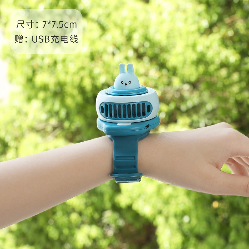 Quạt Sạc Nhỏ Gọn Hình Đồng Hồ Hoạt Hình Dễ Thương Cho Học Sinh