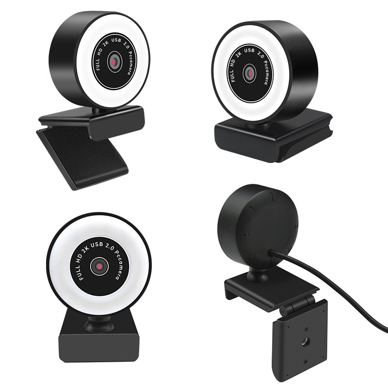 Lykry Webcam With Microphone and Ring Light Plug 3-Level Brightness Streaming