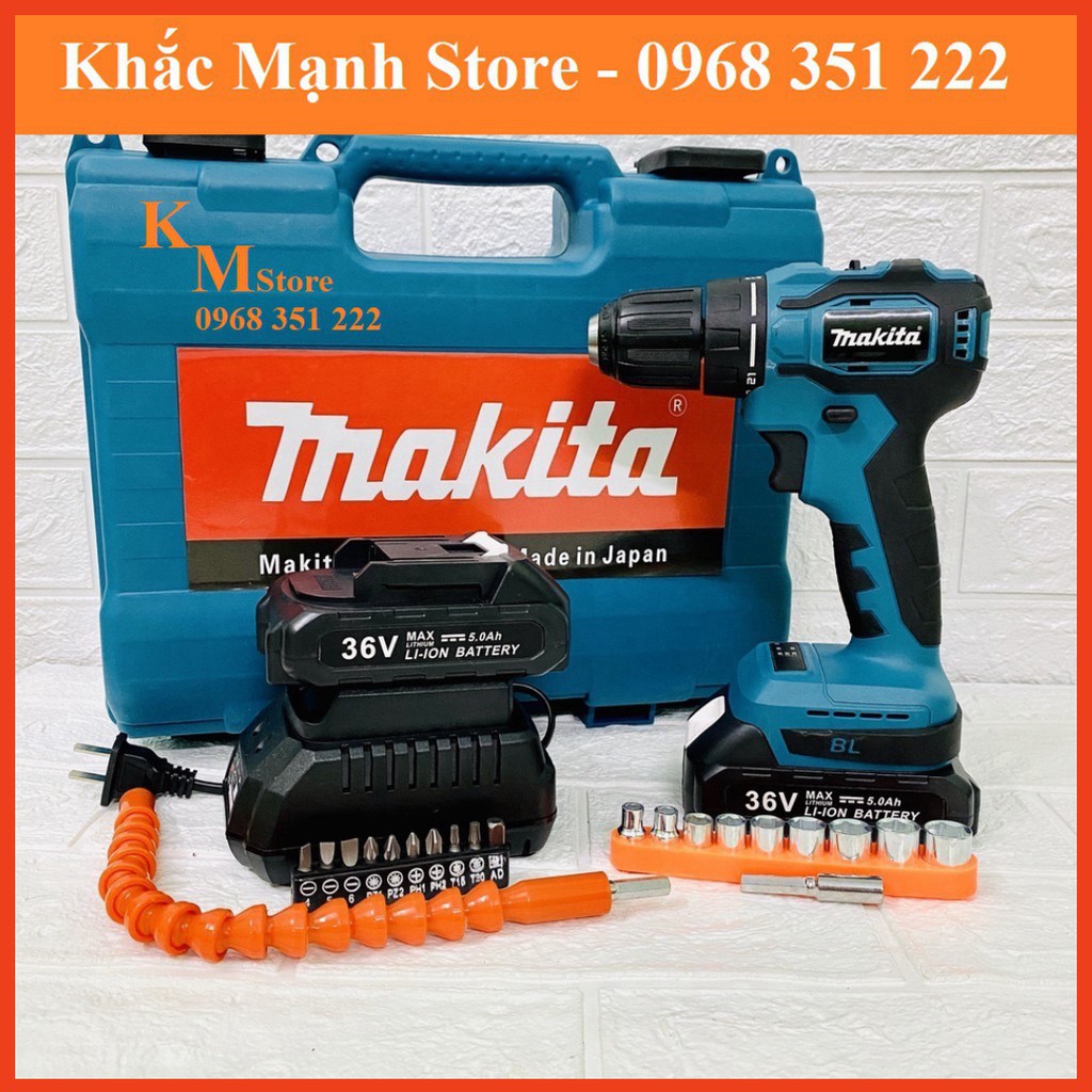 Máy Khoan Pin MAKITA 36V động cơ không chổi than, tặng kèm bộ phụ kiện