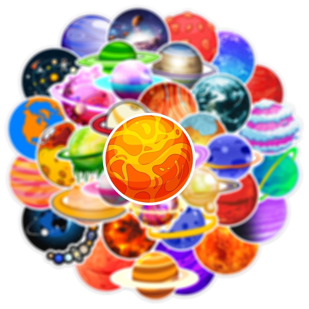 Bộ 50 Miếng Dán Hoạt Hình Trang Trí Vali, Guitar, Xe Đạp