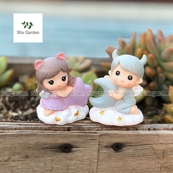 Trang trí tiểu cảnh chậu cây vườn terrarium bể cá bàn học taplo mô hình mini Nia Garden N5