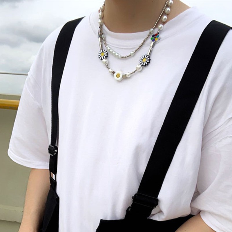 Dây chuyền/Vòng tay mặt hoa cúc và mặt cười làm từ thép titan cao cấp