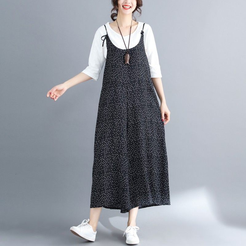[ORDER] Quần yếm nữ bigsize ống rộng đen chấm bi dịu dàng (fit 70kg) - Có ảnh thật | BigBuy360 - bigbuy360.vn