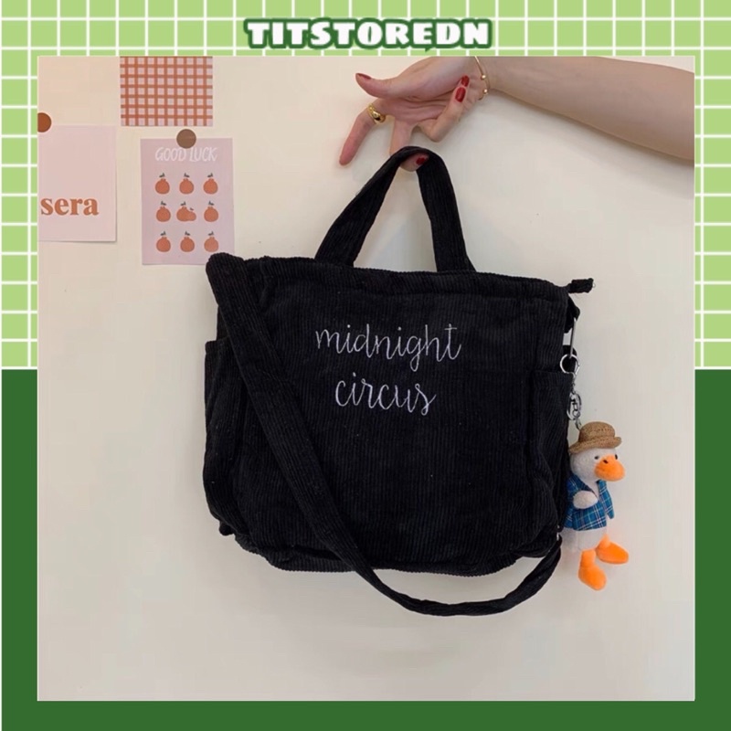 Túi đeo chéo công sở Midnight vải tike dày vừa a4 (có sẵn+hình thật)