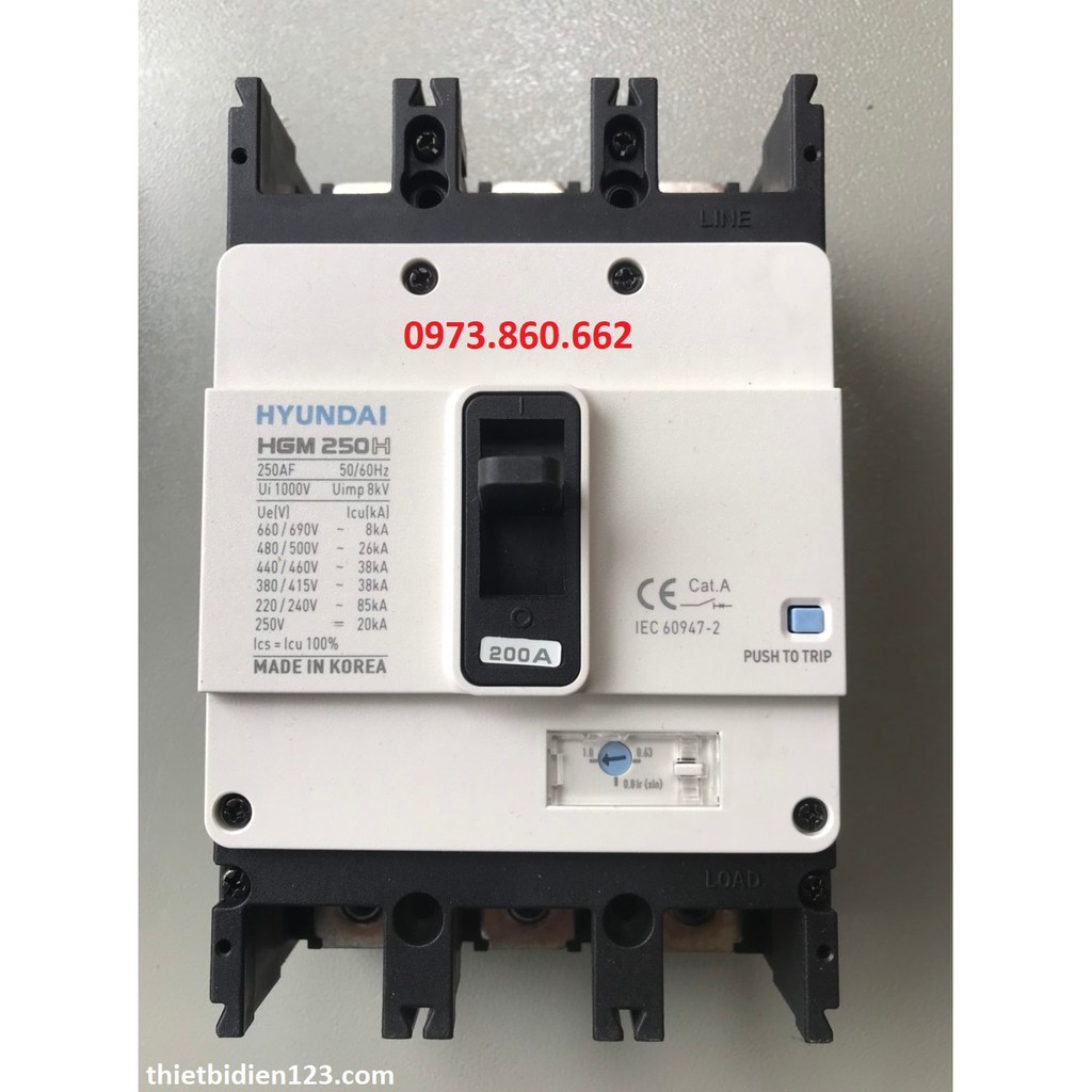 Aptomat Hyundai MCCB 3P HMG125H 100A -250A