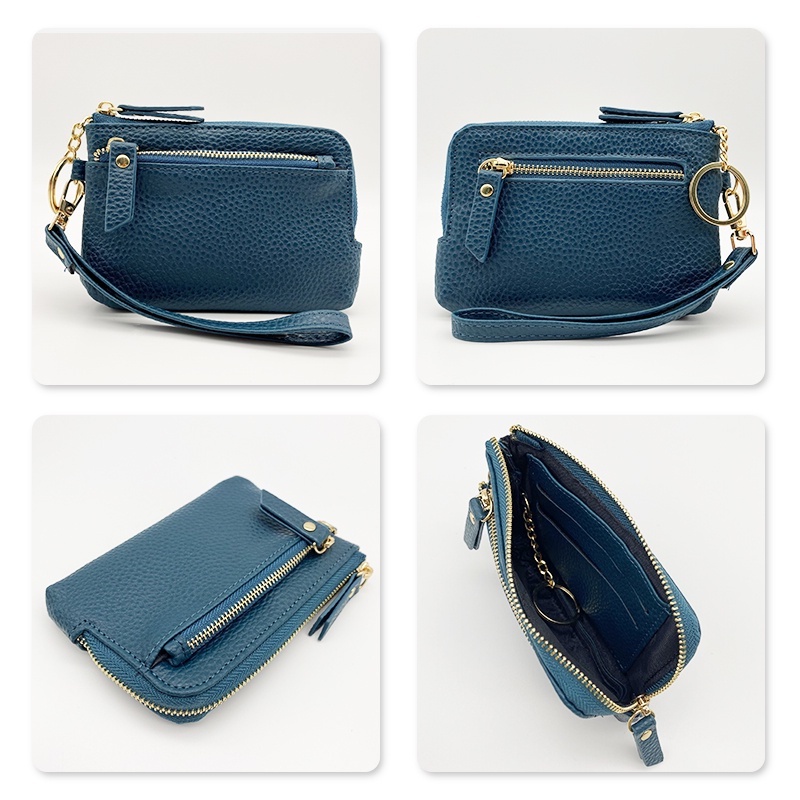 Yuki Ví Da pu 3 Ngăn Đựng Tiền Xu Có Khóa Kéo Và Móc Khóa c08