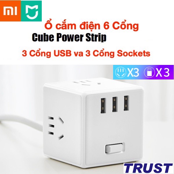 Ổ Cắm Điện Xiaomi Power Strip 3 USB 3 Outlet - Hàng Chính Hãng