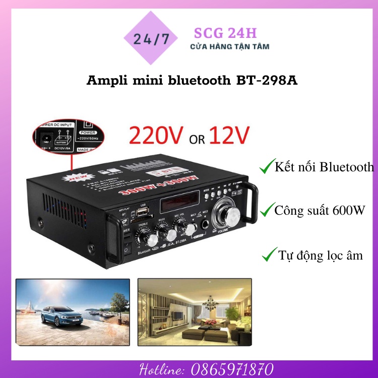 Amplifier Bluetooth FM Radio Car Home 600W -Ampli Mini Loa Amly Bluetooth BT309A 800W Âm thanh Cao Cấp - Freeship ..
