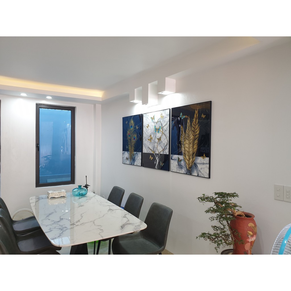 Tranh Treo Tường Decor Tránh Gương bộ 3 tranh kèm phụ kiện treo hiện đại phòng khách- GD36