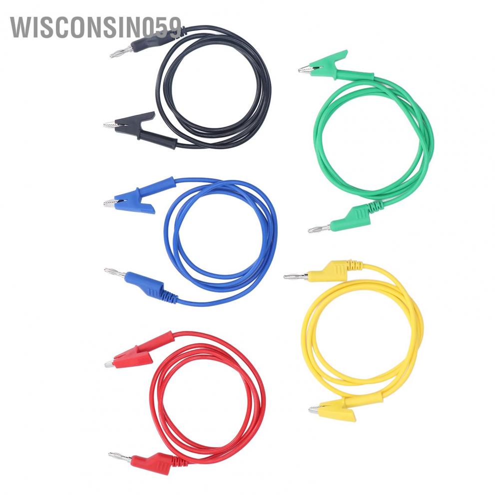 Wisconsin059 5Pcs Multimeter Test Lead Kit Banana Plug to Crocodile Clip Electrical Testing Wire JT70054‑1