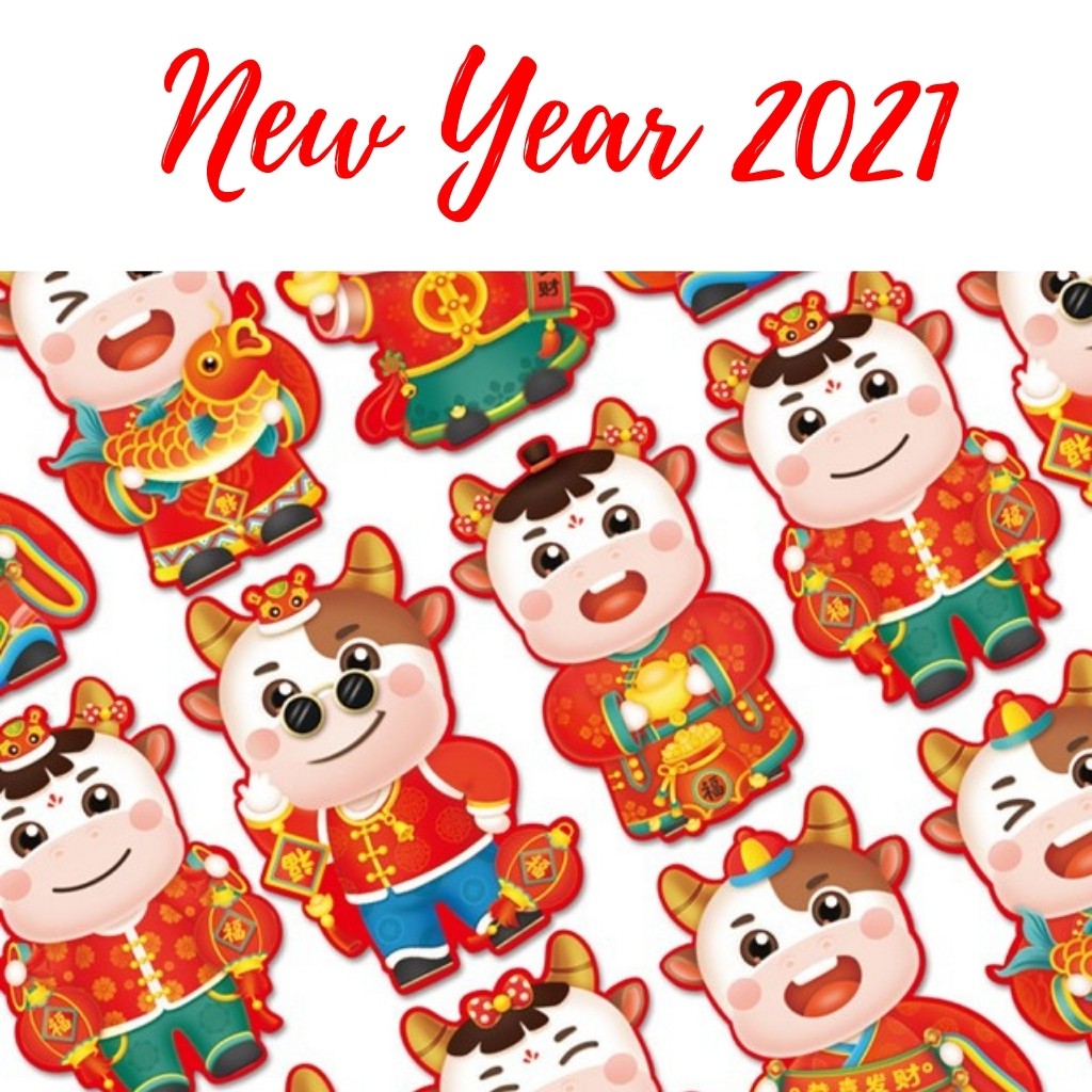 Bao Lì Xì 2021 Tân Sửu Chibi Giấy Cứng 6 Cái