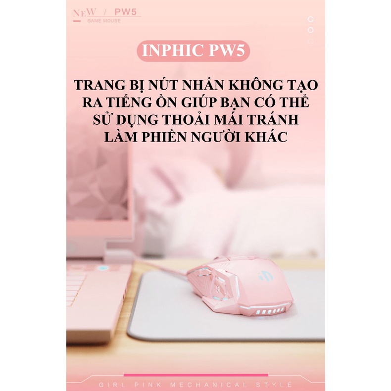 Chuột chơi game INPHIC PW5 thiết kế chuyên game với độ DPI lên đến 4800 phù hợp với các game thủ - VL