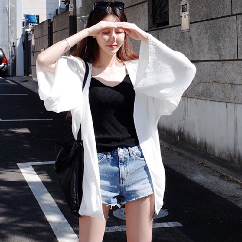 Áo khoác Cardigan chất Chiffon thiết kế dáng rộng thoải mái