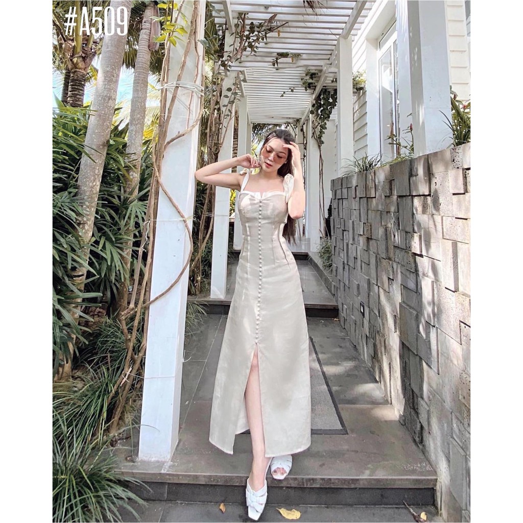 Đầm nude cột nơ vai siêu xinh
