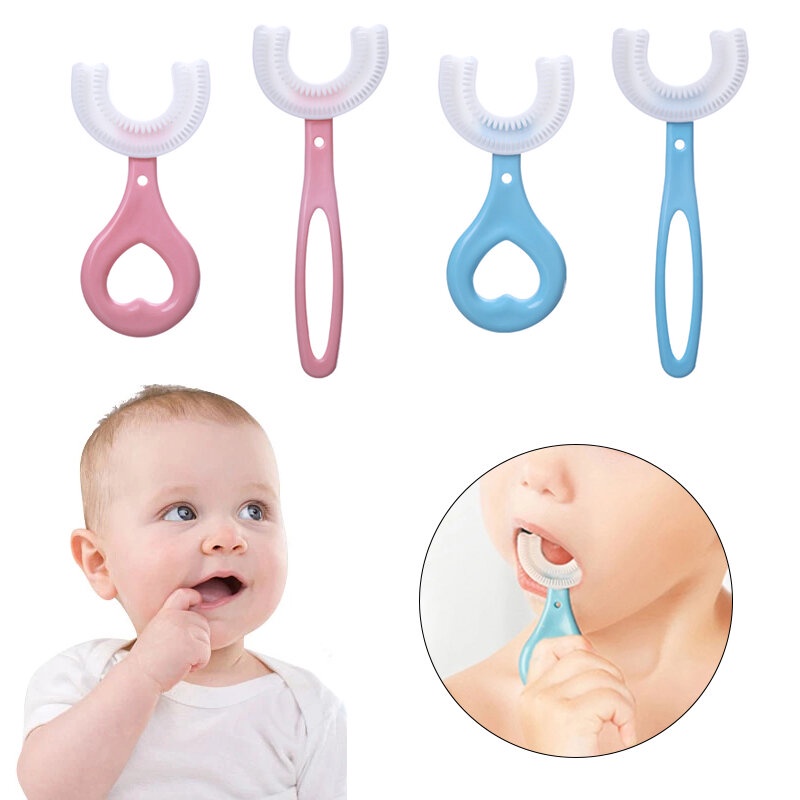 [Bảo Vệ Hàm Răng Bé] Bàn Chải Đánh Răng Silicon Chữ U Cho Bé