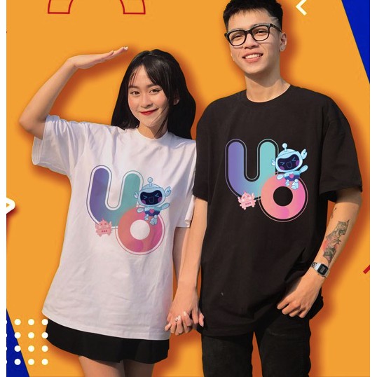 Áo thun tay lỡ nữ nam form rộng unisex GODO OUTFITS IN BOTS UO ATO30 Cổ Tròn Cặp Đôi  100% Cotton 4 Chiều nhiều màu