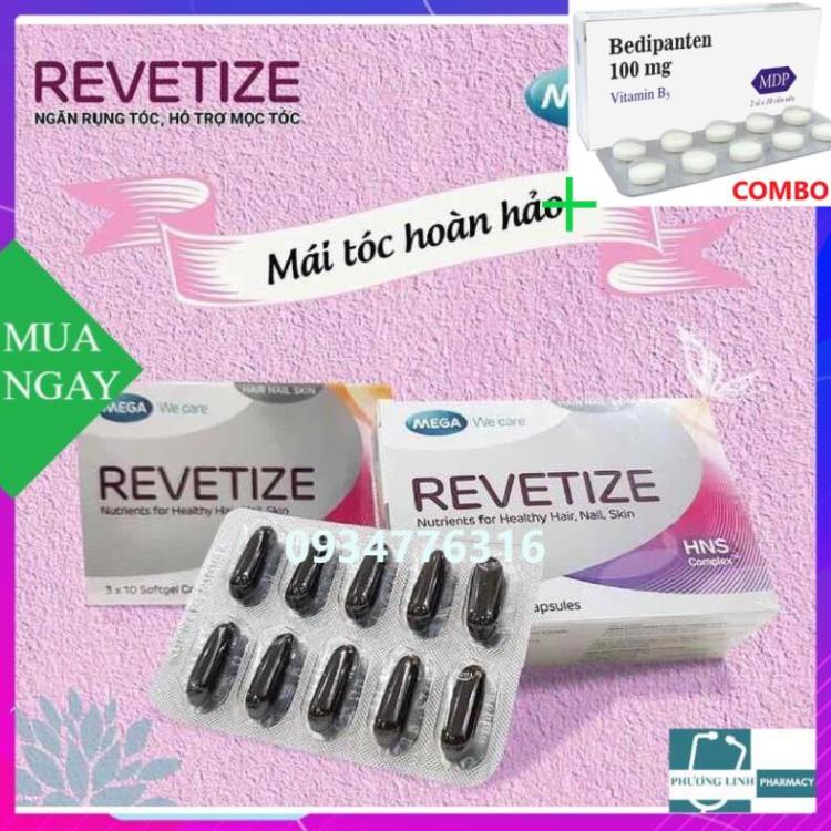 Combo Bedipanten 100mg +  REVETIZE - Hỗ trợ ngăn rụng tóc, giúp mọc tóc