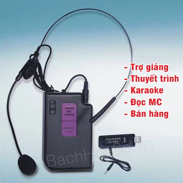 Micro đeo tai không dây v11 dùng trợ giảng, thuyết trình, Karaoke, MC, bán hàng,