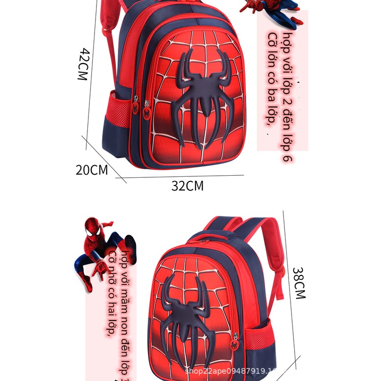 Cặp học sinh 💖 balo bé gái bé trai tiểu học hình hoạt 3D người nhện
