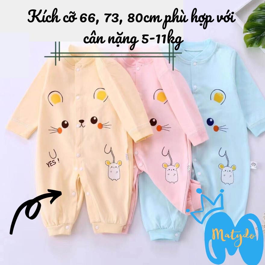 Bộ body cho bé dài tay MATYDO bộ đồ liền thân bodysuit cho trẻ sơ sinh 5-11kg cho bé hình chuột cute
