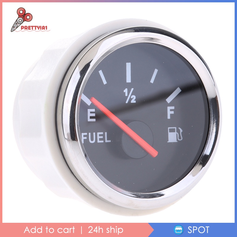 [Prettyia1] Đồng Hồ Đo Mức Độ Nhiên Liệu Xe Hơi Tàu Thuyền 2 "LED Chống Thấm Nước Màu Trắng
