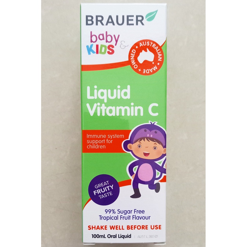 Brauer liquid vitamin C chai 100ml (Nhập khẩu chính hãng Úc). Bổ sung vitamine C giúp tăng đề kháng cho bé