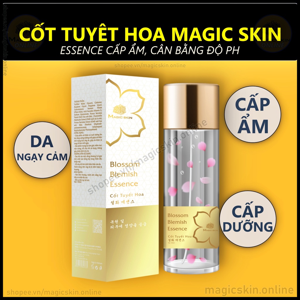 Cốt Tuyết Hoa Magic Skin 👍 Essence cấp ẩm  Blossom Blemish Essence 👍 Chiết xuấ hoa anh đào ✔ CHÍNH HÃNG