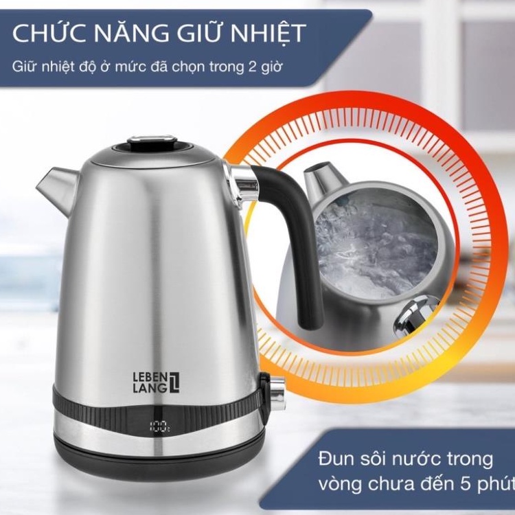 𝗔̂́𝗺 𝘀𝗶𝗲̂𝘂 𝘁𝗼̂́𝗰 𝗶𝗻𝗼𝘅 - 𝗟𝗘𝗕𝗘𝗡𝗟𝗔𝗡𝗚 𝟭.7𝗟 LBE2662, có núm điều khiển nhiệt độ, phù hợp dùng pha sữa cho bé